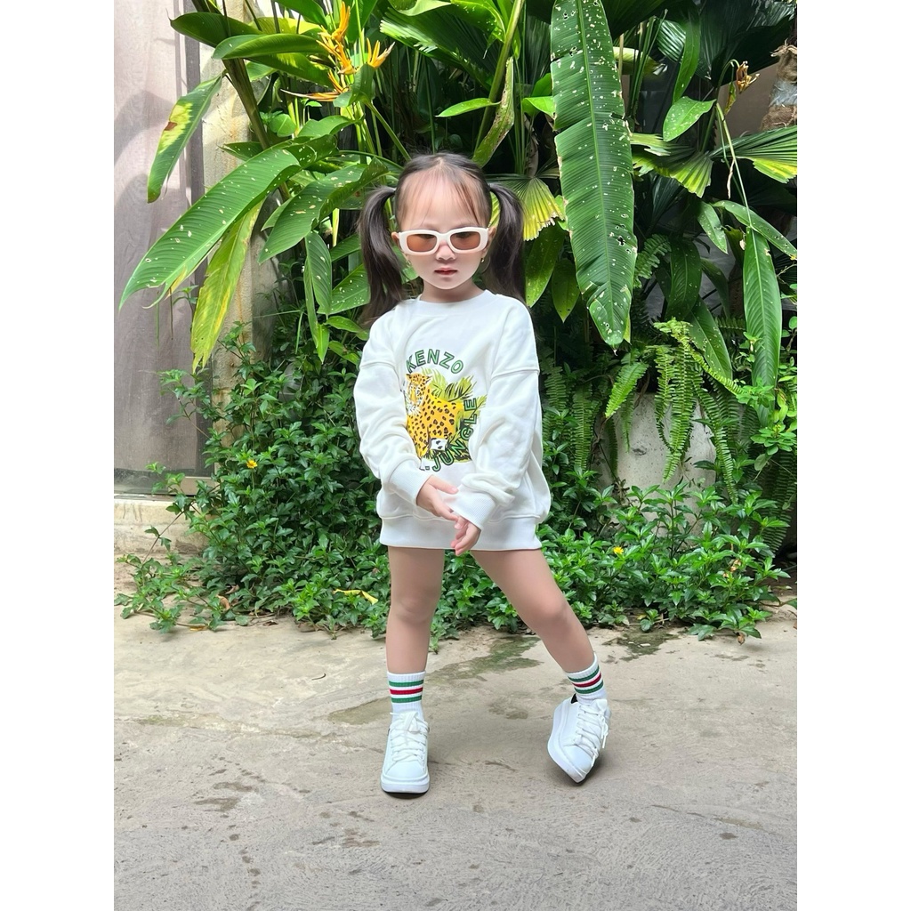 Áo nỉ cổ tròn kenzzo báo xanh cho bé , sweater trẻ em unisex bé trai , gái , TP KIDs