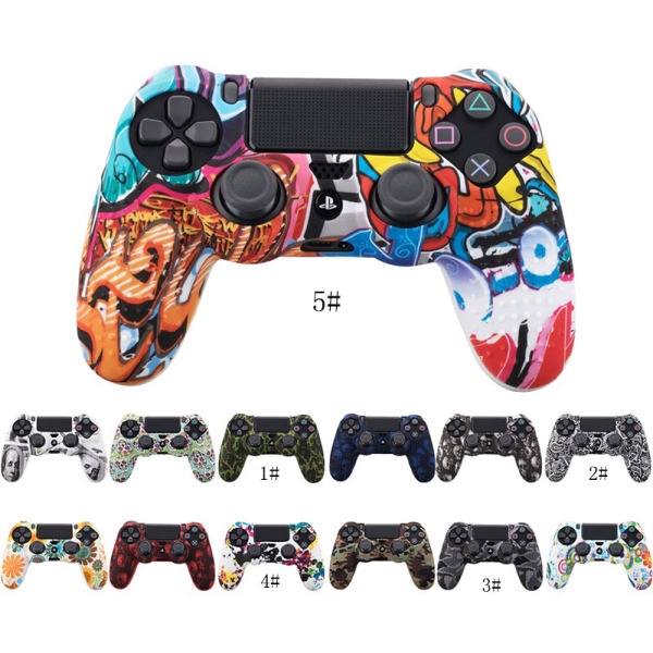 Camouflage Case Graffiti Studded Dots Silicone Rubber Gel Skin for Sony PS4 Slim/Pro Controller