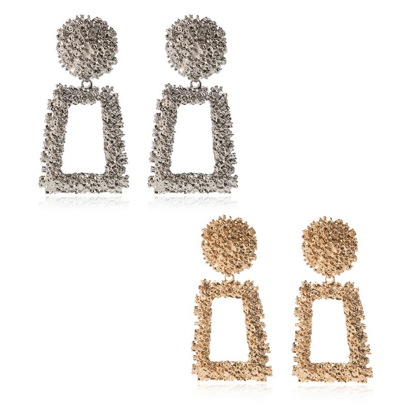 Bohemia Style Scrub Trapezoid Geometric Diamond Dangle Earrings