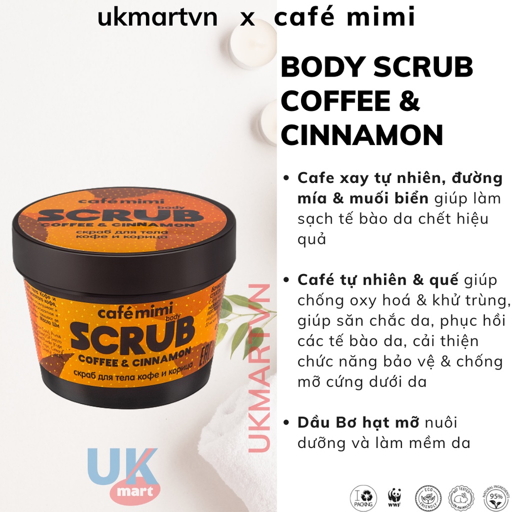 Tẩy Tế Bào Chết Toàn Thân CAFÉ MIMI Café Và Quế 120g