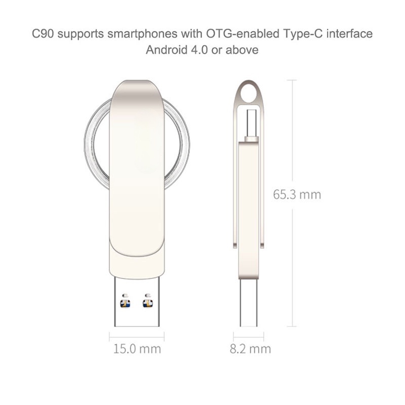 Usb 128gb Otg Type C bằng kim loại tiện dụng chất lượng cao