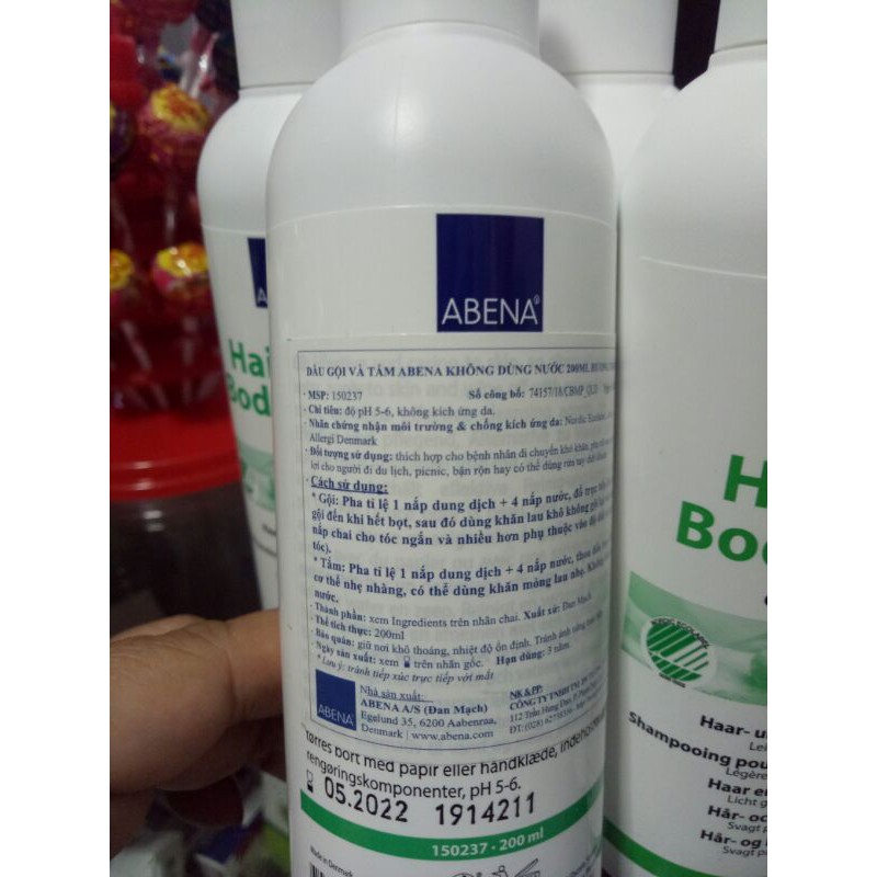 Dầu tắm gội khô dành cho người lớn Abena Hair Body Wash hàng chính hãng của ABENA