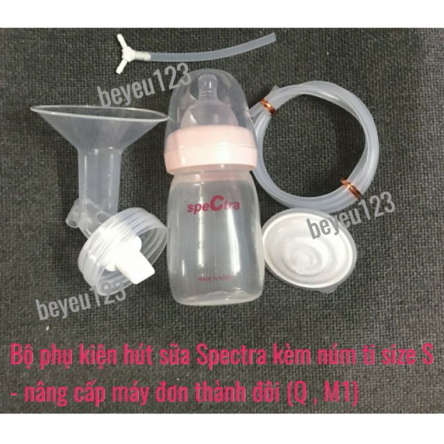 Bộ phụ kiện hút sữa Spectra Premium - dùng nâng cấp máy đơn thành đôi - kèm đầu chia và núm ti (Q , M1) Hàn Quốc