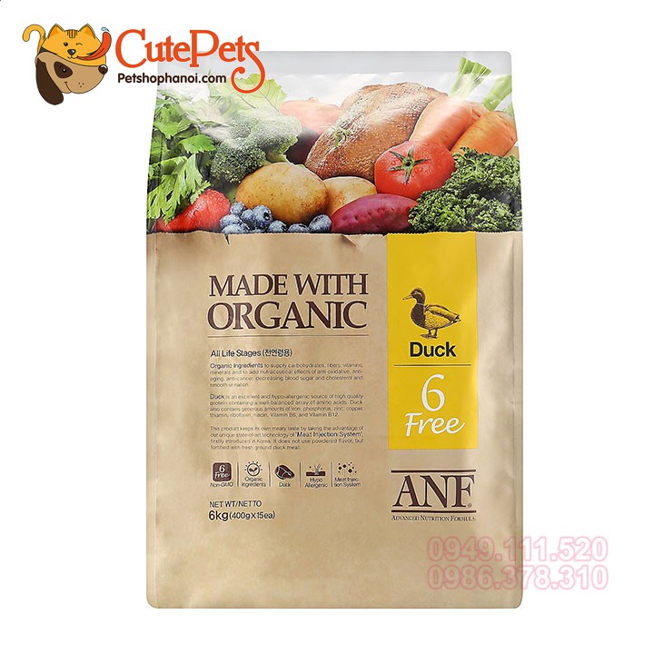 Thức ăn cho chó ANF 6 Free Dog 400g hạt hữu cơ - Cutepets