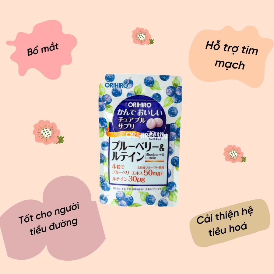 Viên uống bổ sung Blueberry và Lutein Orihiro dạng túi 120 viên