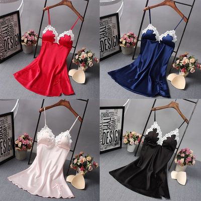 (Có size+ kèm quần) Váy ngủ 2 dây lụa phối ren, chất mỏng nhẹ, thoáng mát