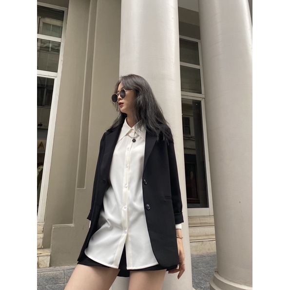 Áo blazer nữ 1 lớp dáng dài tay dài Huien Design thời trang công sở trẻ trung, áo vest nữ Hàn Quốc màu sắc | BigBuy360 - bigbuy360.vn