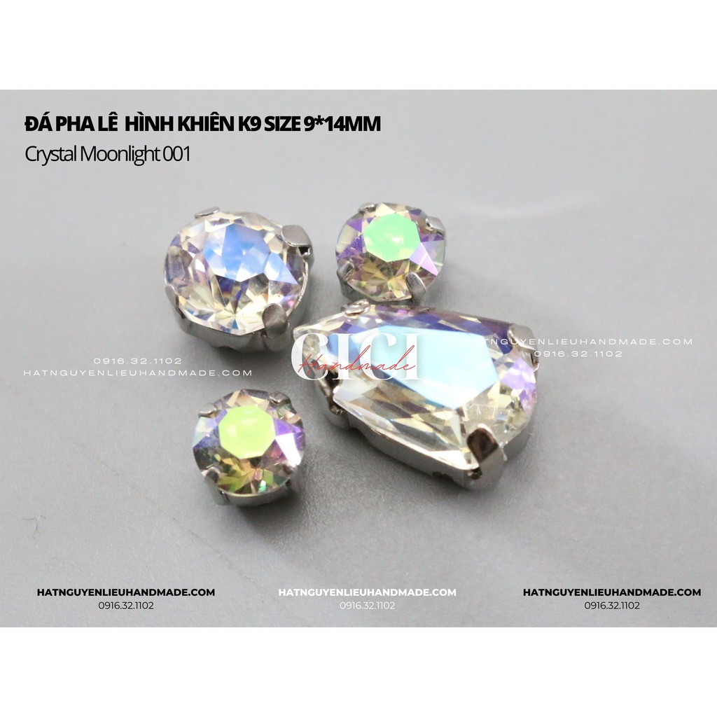 Set 2 hạt Đá pha lê hình khiên đá K9 size 9*14mm cao cấp đế dày Cici Handmade nguyên liệu tự làm đính kết trang trí