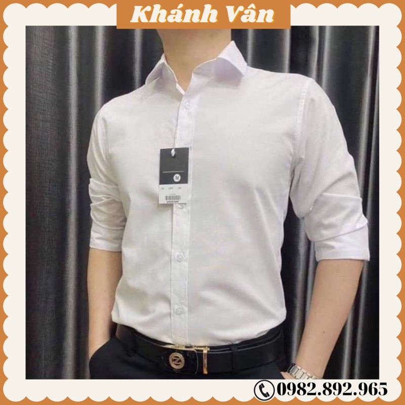 Áo Sơ Mi Nam Công Sở Thương Hiệu TopMan Dài Tay Vải Cotton Trắng Trơn