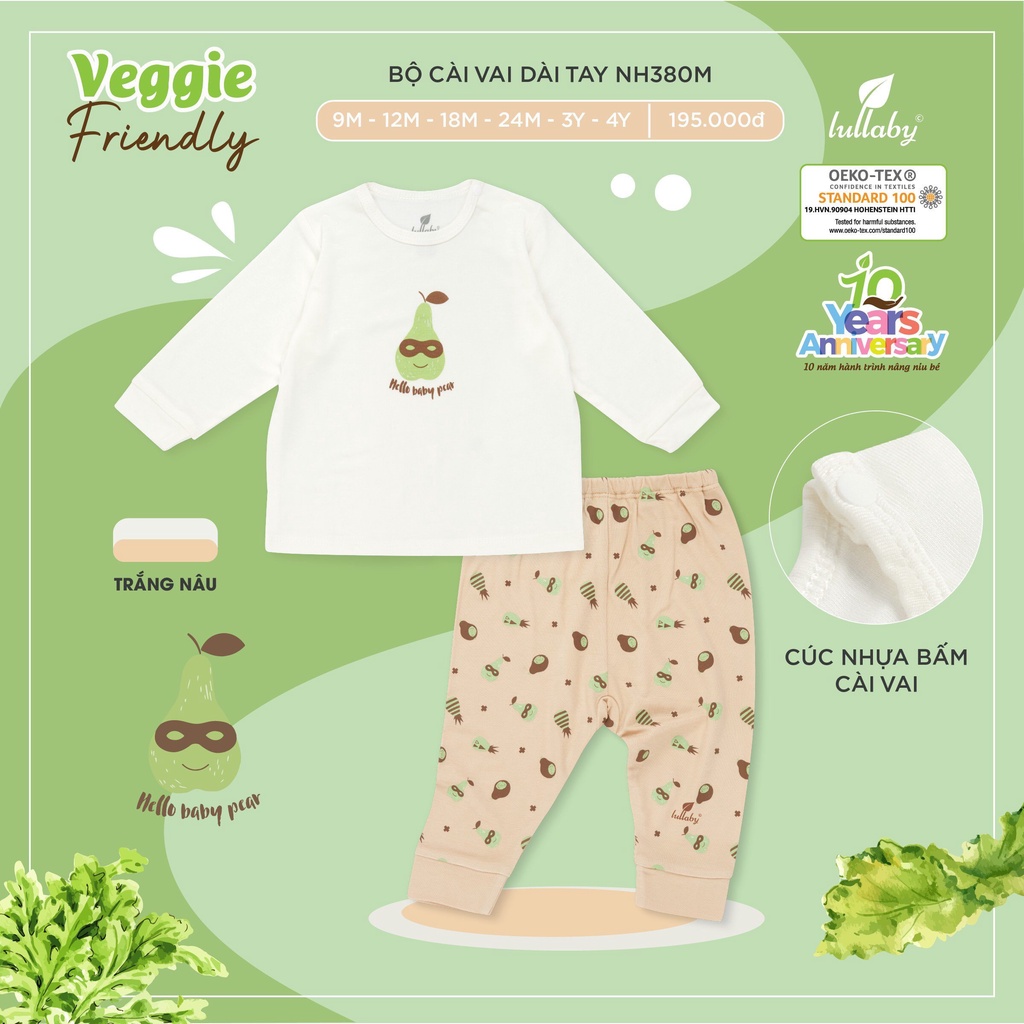 Bộ dài tay Petit cài vai dài tay bé trai / bé gái NH380M