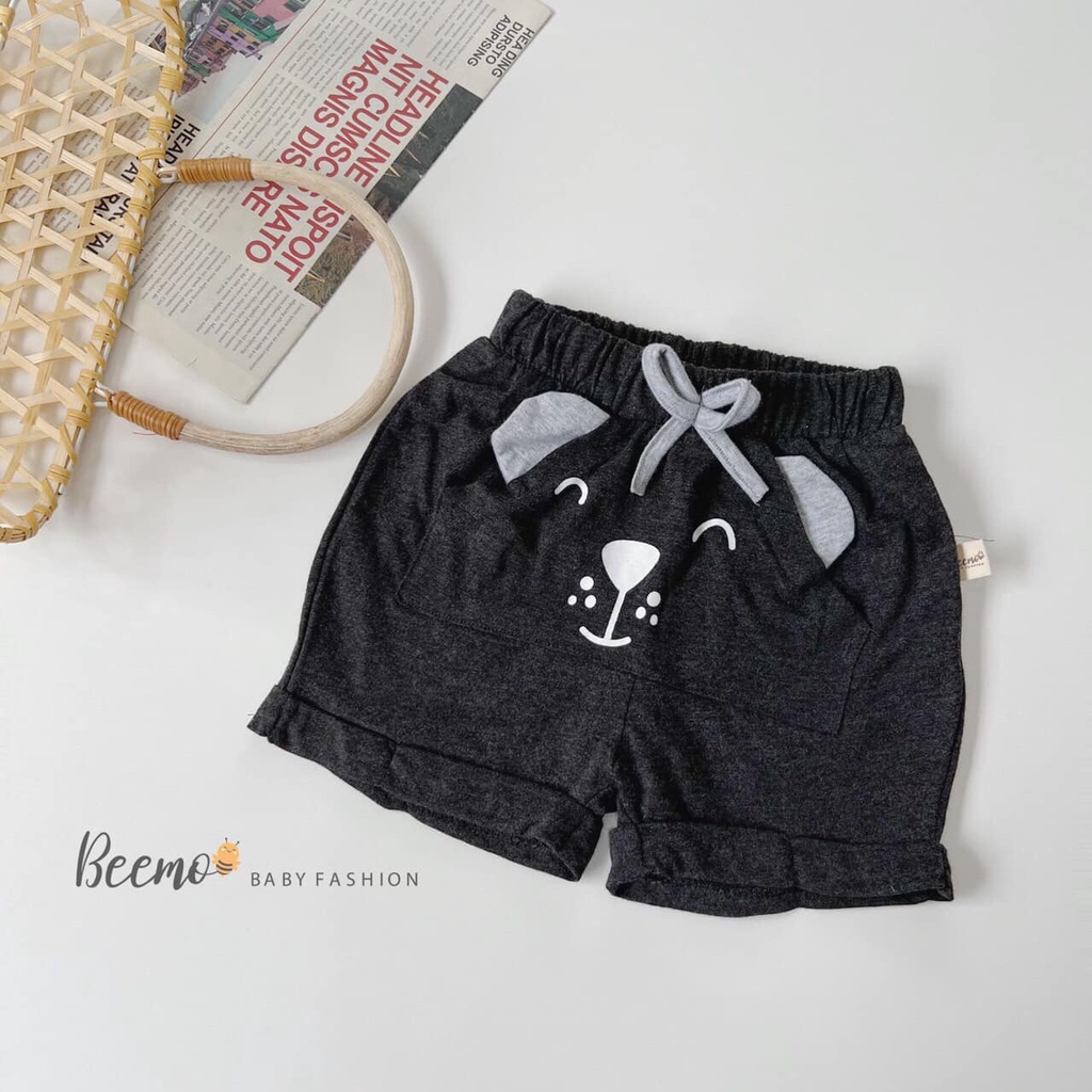 Quần đùi cotton đáp gấu ngộ nghĩnh Beemo cho bé