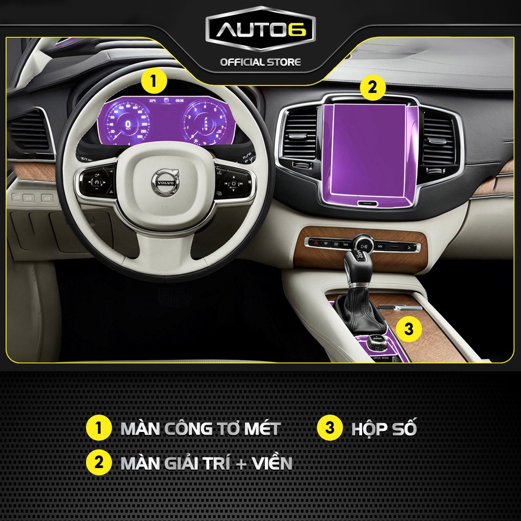 Bộ 4 chi tiết Film PPF trong suốt dán xe VOLVO XC60 chống xước bảo vệ nội thất ô tô - AUTO6