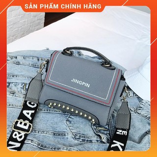 Túi đeo chéo nữ 3907 túi gấp chất da lộn đính đinh tán