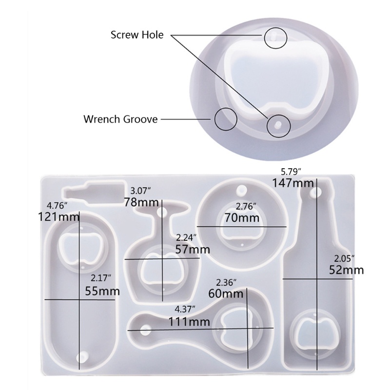 1 Bộ Khuôn Bằng Silicone Dùng Mở Nắp Chai DIY