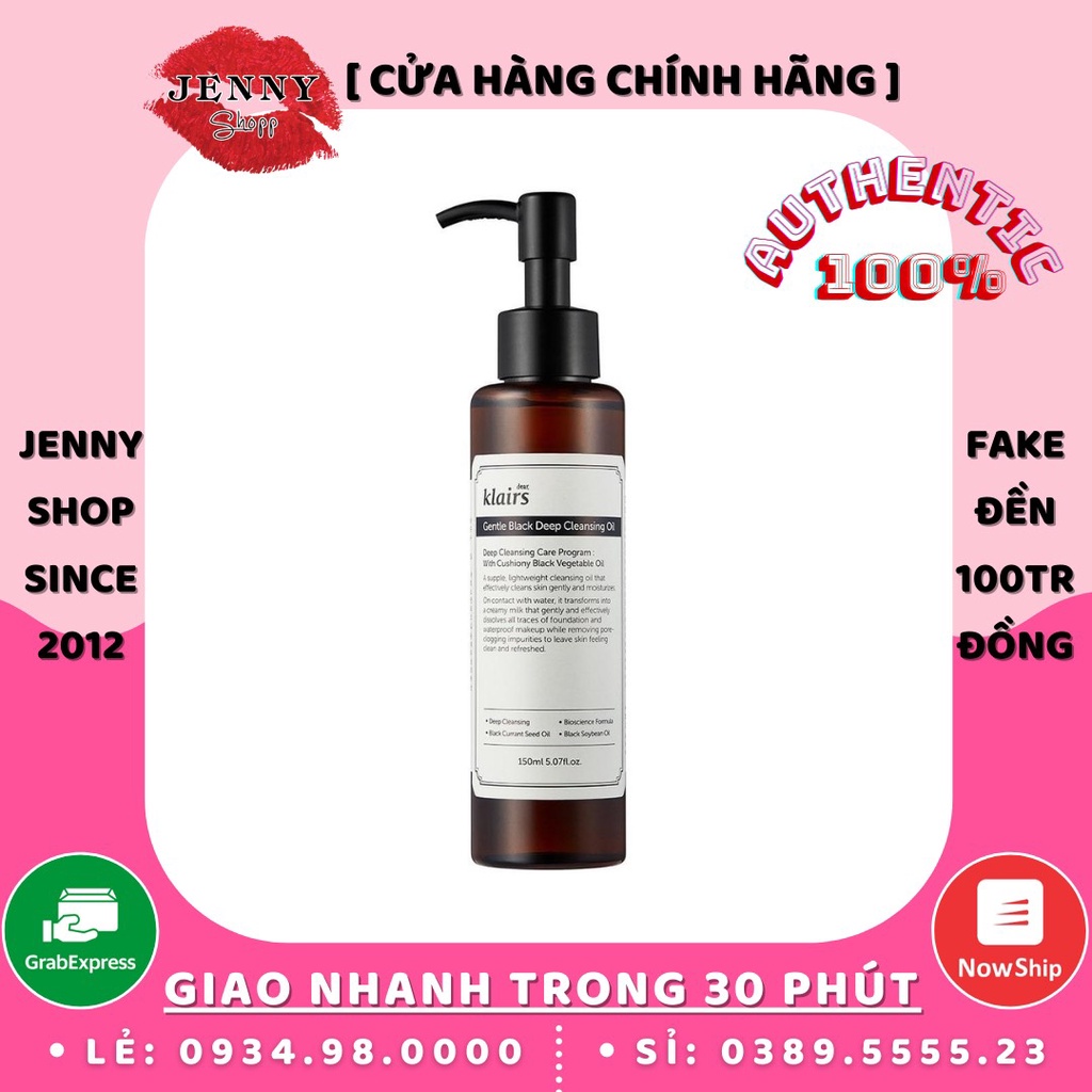 Dầu Tẩy Trang Klairs Gentle Black Deep Cleansing Oil