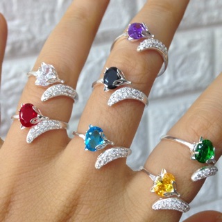 Nhẫn hồ ly bạc ta cao cấp đuôi đính đá nhân tạo đẹp