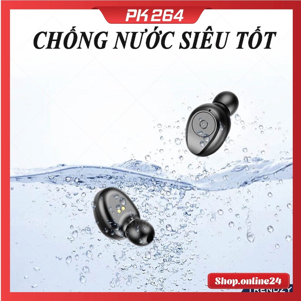 Tai nghe Bluetooth AMOI F9 TWS 5.0 bản QUỐC TẾ không dây cảm ứng chống nước IPX5, chống ồn tích hợp sạc dự phòng 2500mAh