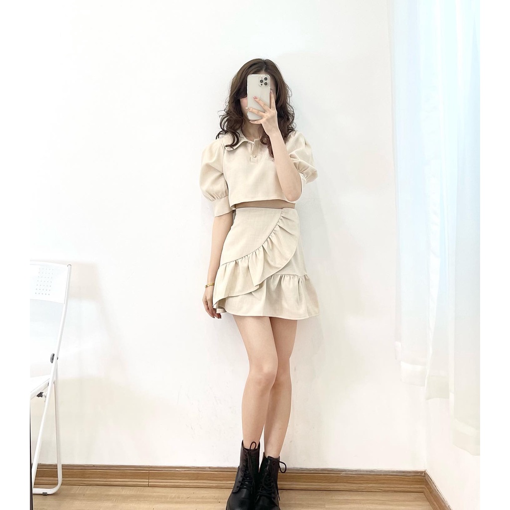 Set áo croptop chân váy bèo xinh Miho house