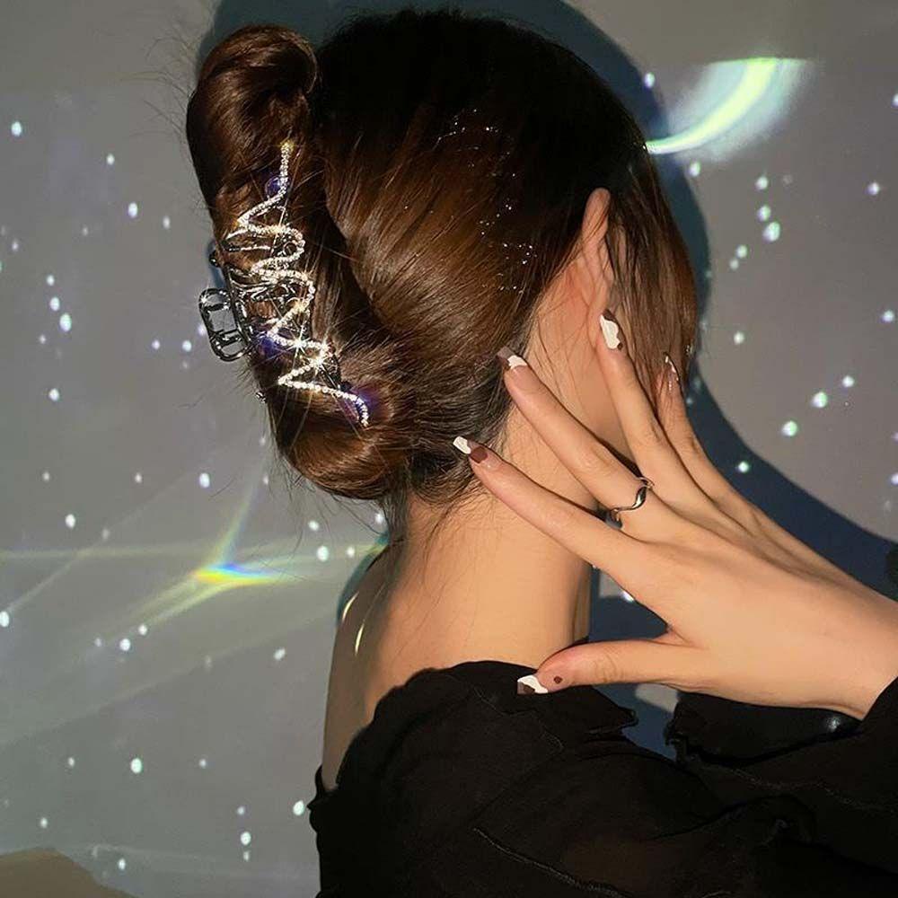 Kẹp Tóc Càng Cua Đính Đá Lấp Lánh Thanh Lịch Cho NữKẹp Tóc Kim Loại Phong Cách Hàn Quốc