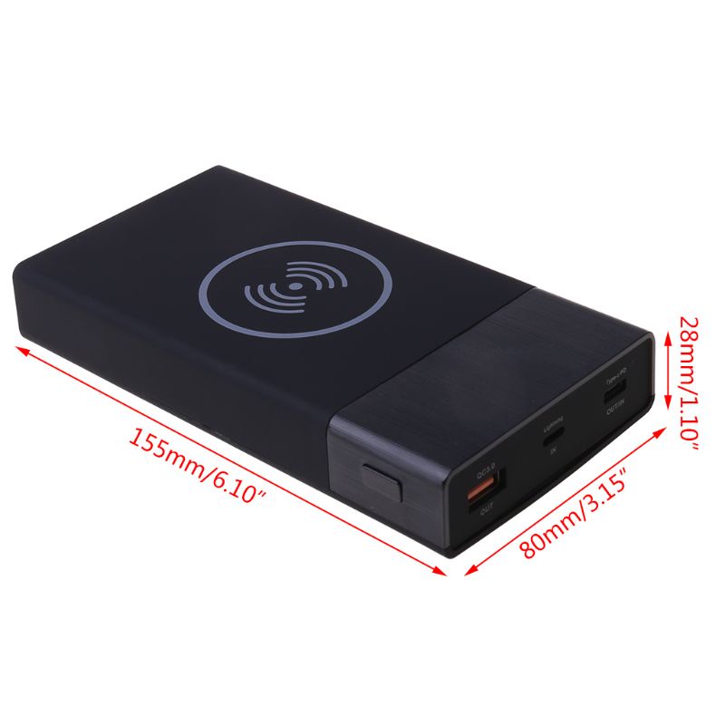 Hộp Sạc Nhanh Không Dây Qi QC3.0 USB Type C PD 6x 18650 Cho Điện Thoại Di Động
