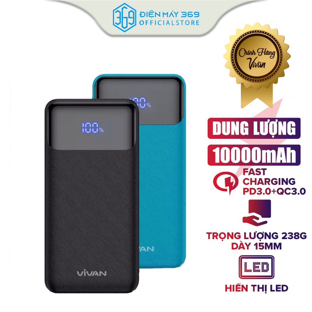 Pin Sạc Dự Phòng Chính Hãng 10000mAh VIVAN VPB-X10 20W - Sạc Nhanh PD/QC 3.0, Lõi Pin Cao Cấp, Bền Bỉ.