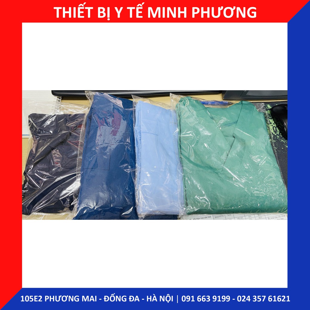 Bộ scrubs bác sĩ, quần áo y tế xanh dương nam, nữ các size S M L XL