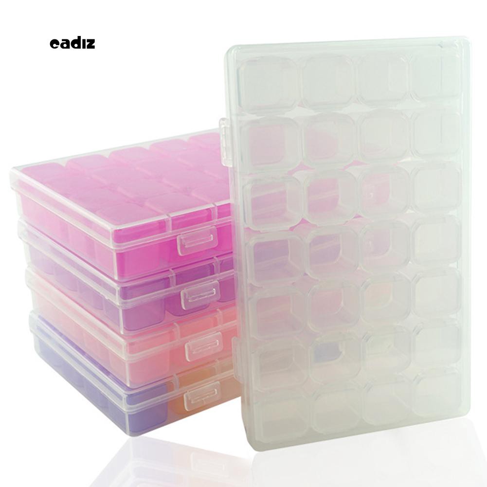 Hộp nhựa 28 ngăn đựng phụ kiện trang trí móng tay chuyên dụng