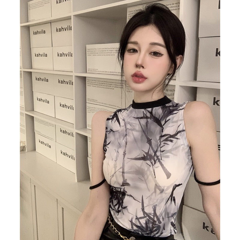 Áo Nữ Không Tay In Họa Tiết Gợi Cảm Hợp Thời Trang