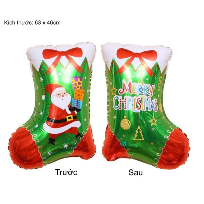 Bong Bóng Trang Trí Merry Christmas Hình Ông Già Noel , Cây Thông , Hộp Quà , Người Tuyết , Bông Hoa Tuyết , Xe Tuần Lộc