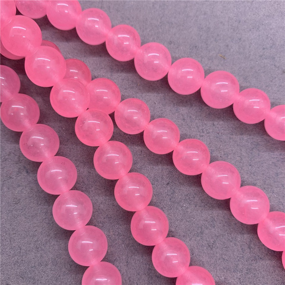 Chuỗi hạt đá Jasper Chalcedony màu hồng 4-12mm làm nữ trang