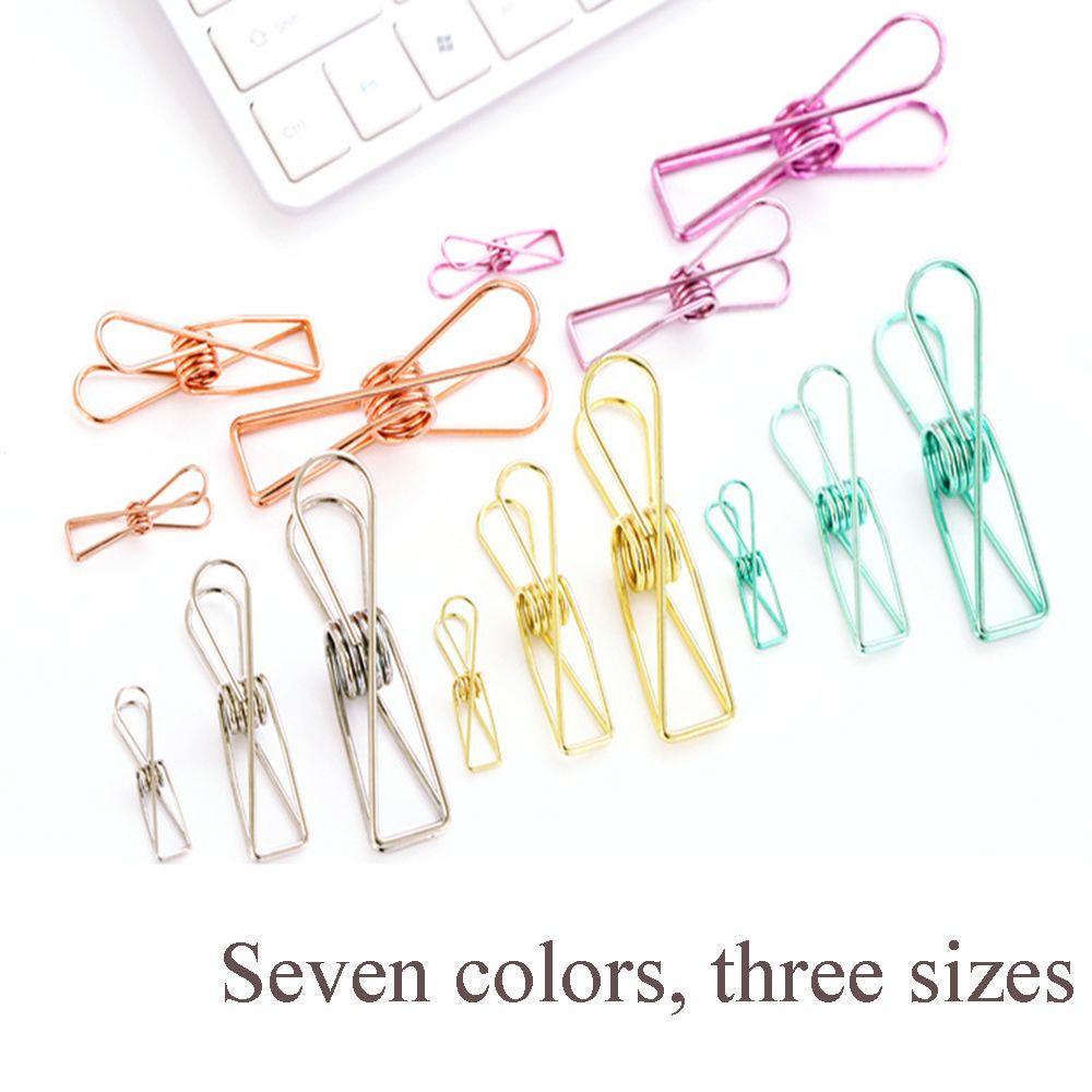 LAYOR1 3 Pcs/Set Binder Clip Fashion Decorative School Stationery Solid Color Metal Hollowed Out Design