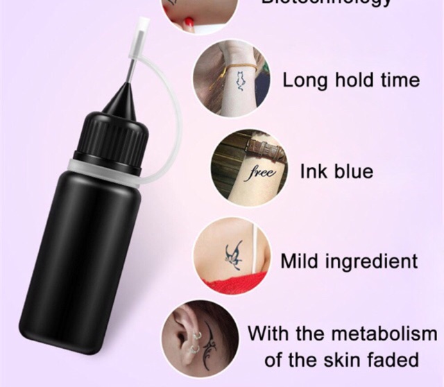 Mực xăm tạm thời màu Đen hoặc Nâu 10ml