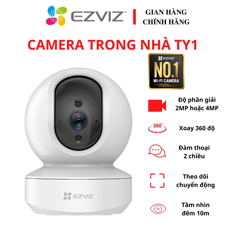 Camera WIFI trong nhà xoay 360 EZVIZ TY1 2MP/4MP hàng chính hãng.