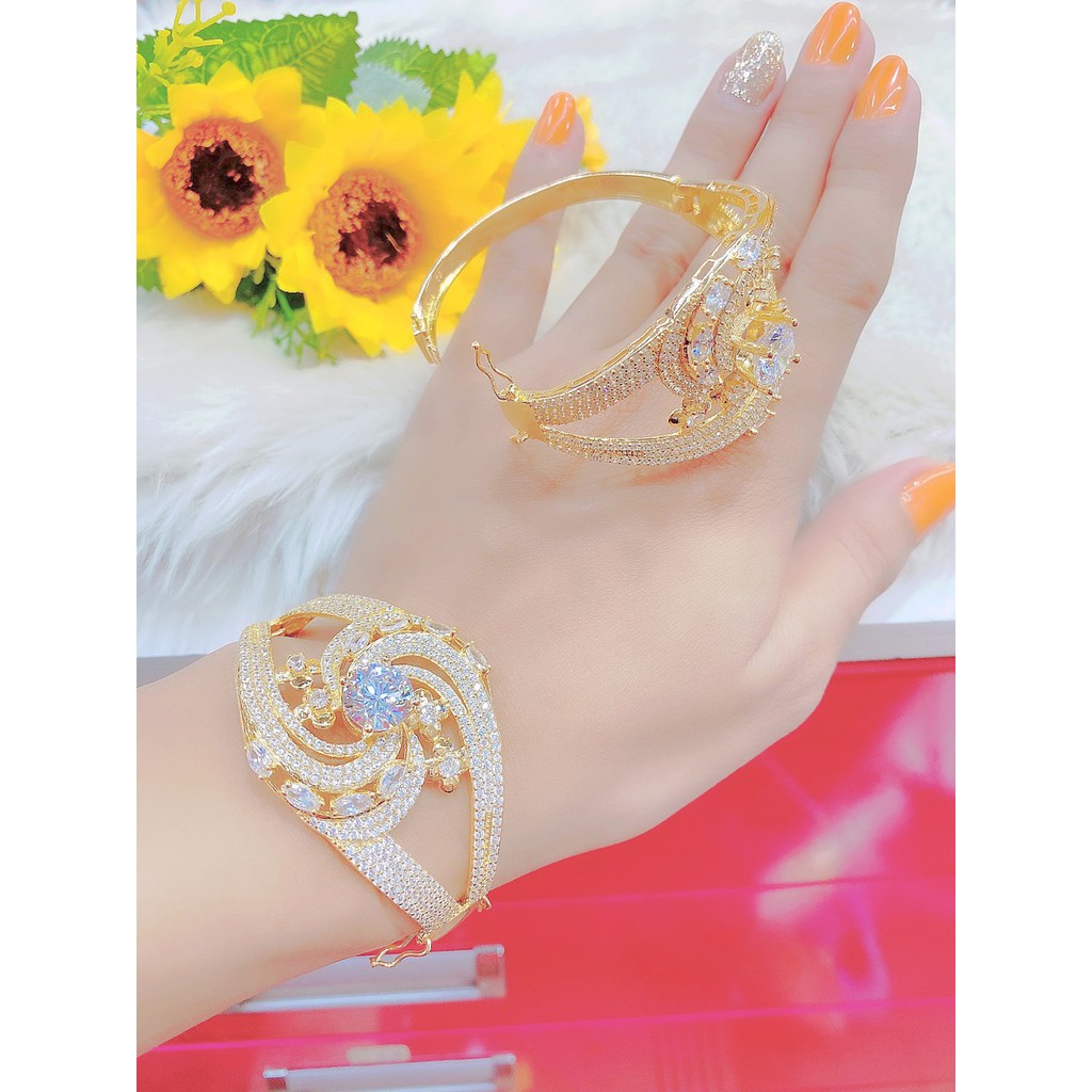 Vòng tay nữ UHA, lắc tay bền màu thiết kế cao cấp sáng lấp lánh V3922180A-580