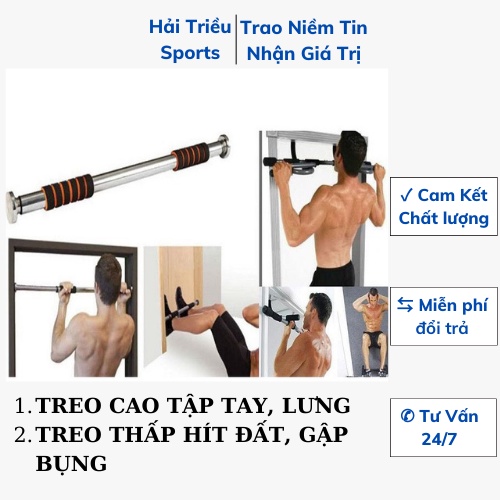 Thanh xà đơn treo tường đa năng tập thể dục, bằng inox không gỉ có kèm ốc vít Hải Triều Sports