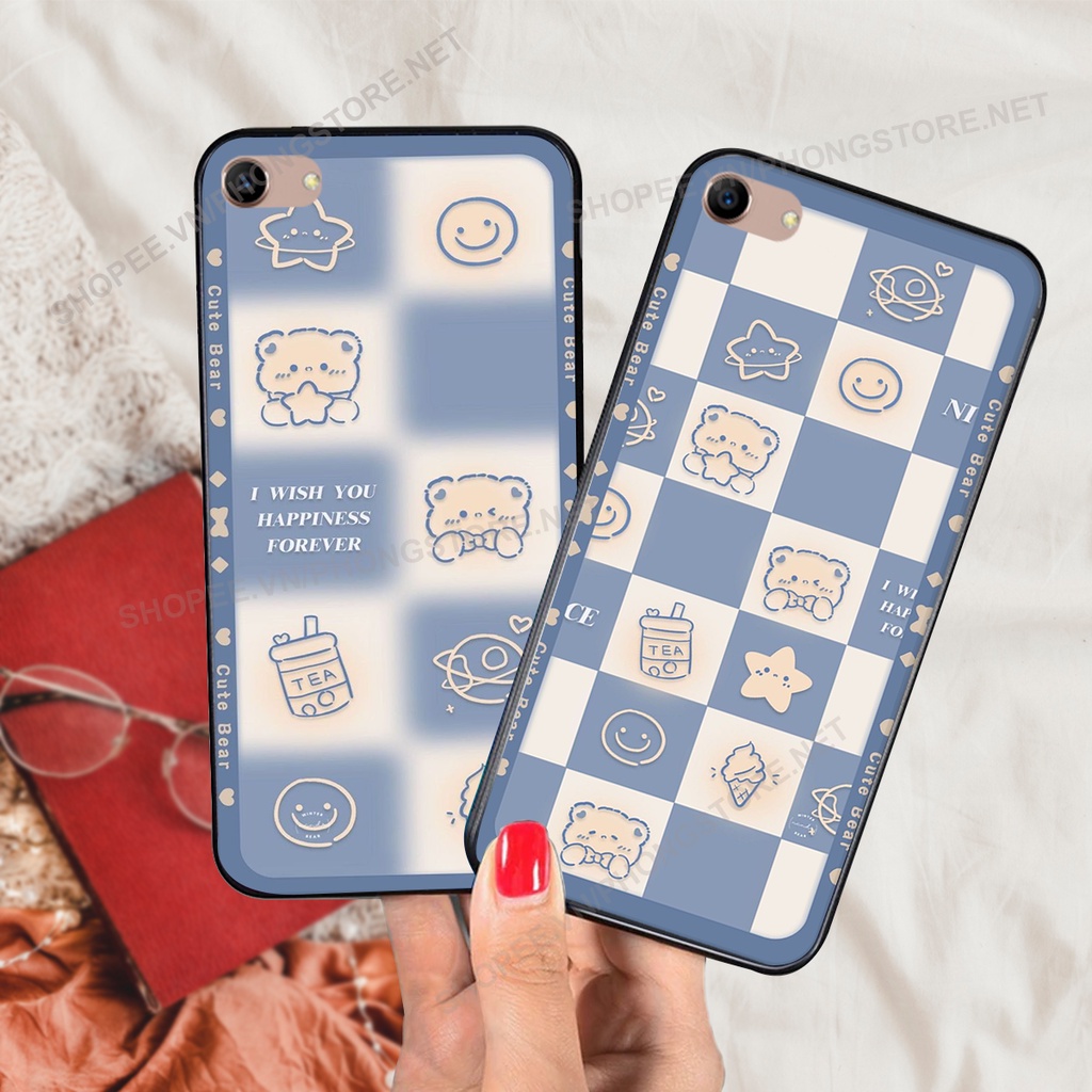 Ốp lưng Oppo A39 / A57 / A59(F1s) / A71 /A83 in họa tiết caro, mẫu gấu cực đáng yêu / ốp gấu cute giá rẻ siêu bền