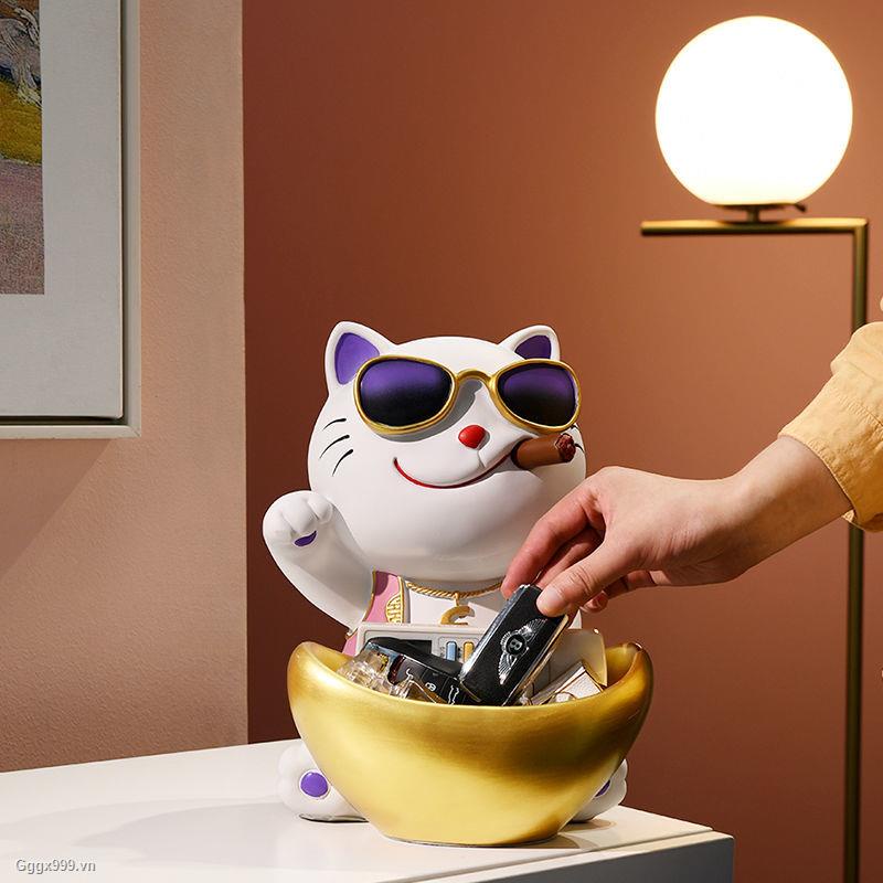 Mô hình mèo may mắn dùng trang trí phòng khách/ tủ rượu/ làm quà tặng