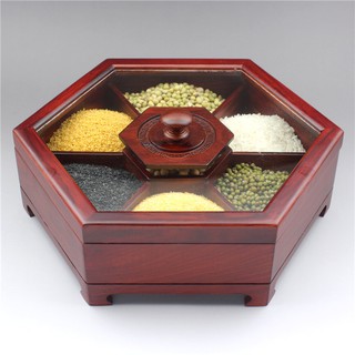 Hộp bánh mứt kẹo gỗ hương nắp kính đẹp sang chảnh