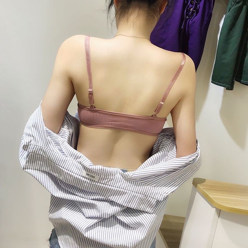 Áo bra thắt nơ 2 dây chất cotton không gọng đệm mỏng siêu nâng ngực AB7 | BigBuy360 - bigbuy360.vn