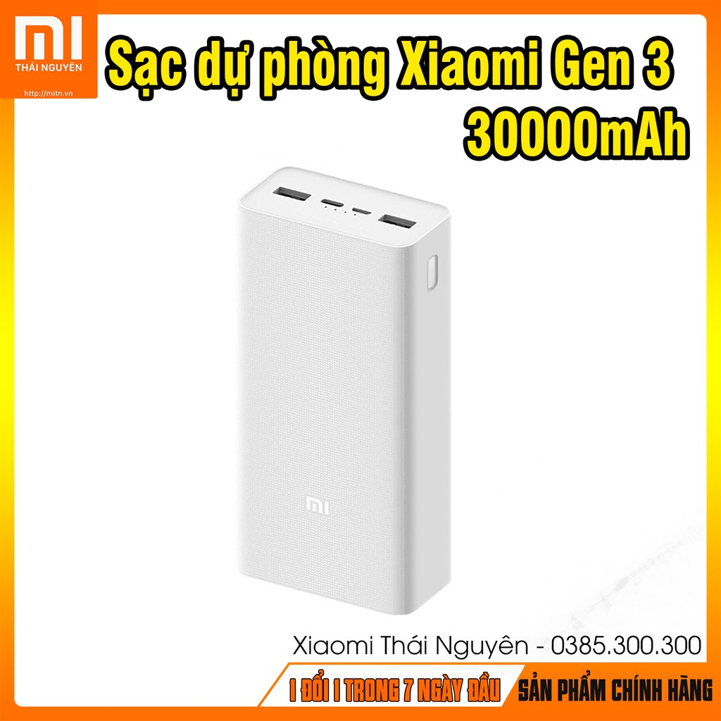 Sạc dự phòng Xiaomi Gen 3 30000mAh Sạc nhanh 18w