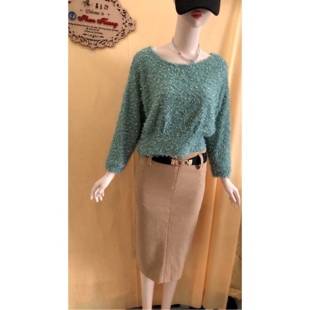 Sét chân váy body +áo lông tay dài 2hand