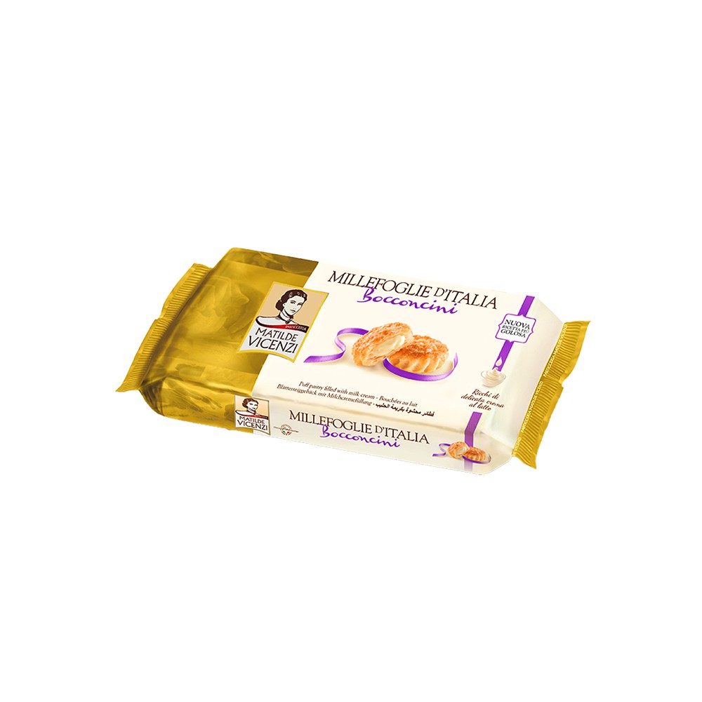 Bánh puff pastry nhân kem sữa và sô cô la Millefoglie Ditalia Bocconcini Vicenzi Ý 125g