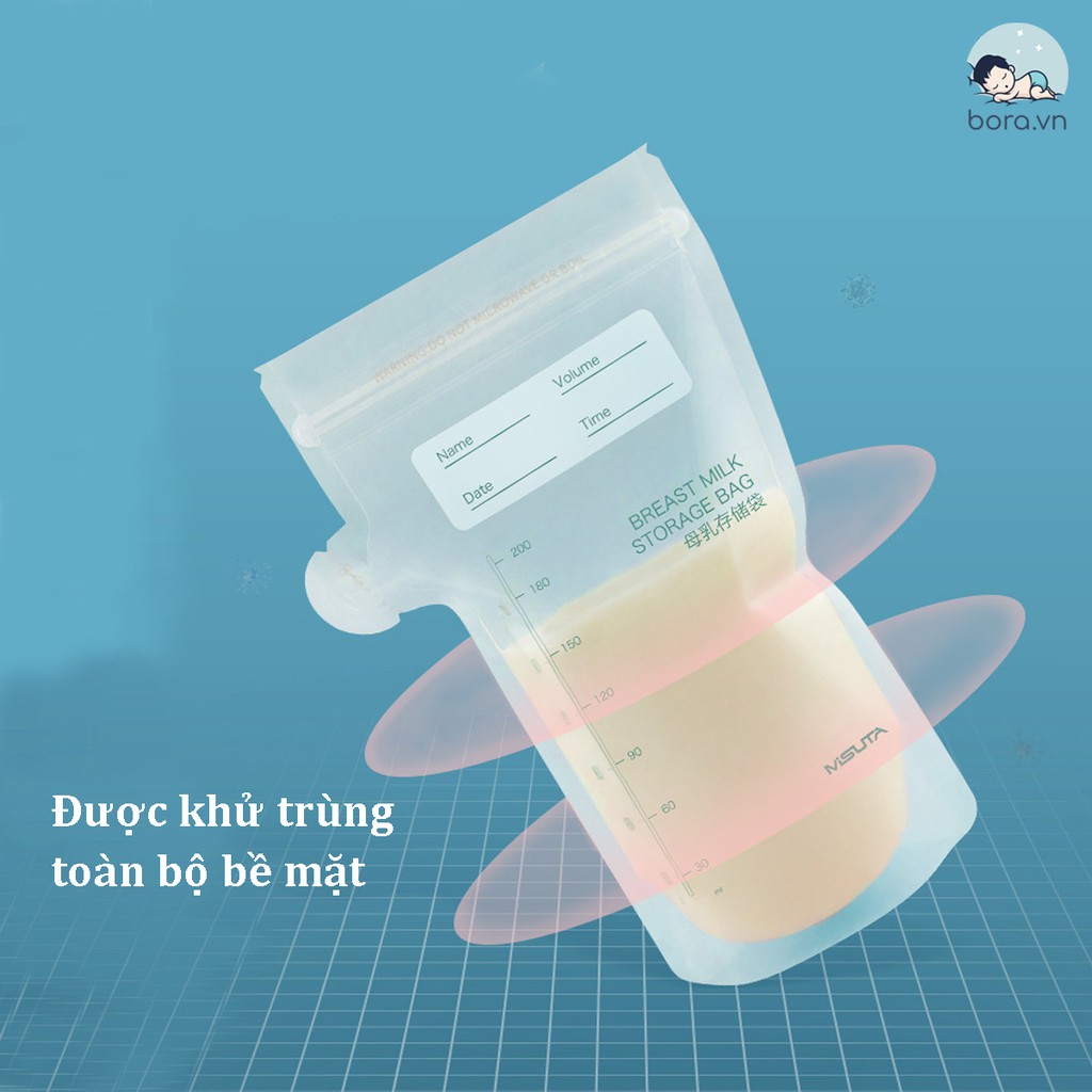 Túi trữ sữa Misuta 150ml 200ml, hộp 30 túi