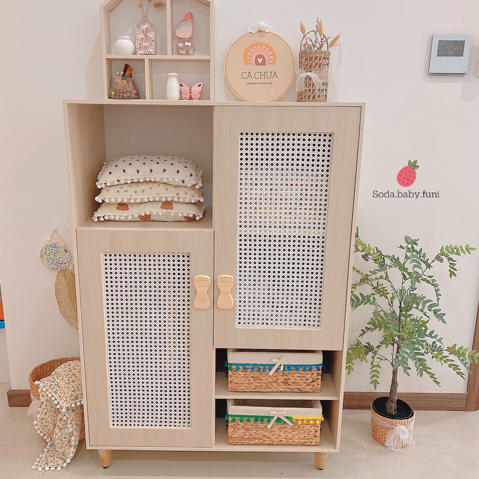 .. Tủ áo lưới mắt cáo vintage cánh xéo gỗ công nghiệp MDF màu trắng kích thước ngang 90cm mã 001