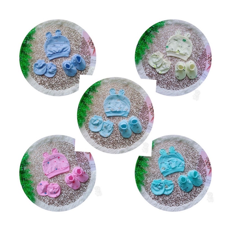 Set mũ bao tay bao chân cho bé sơ sinh đến 3 tháng 100% cotton đẹp - nón vớ trẻ em
