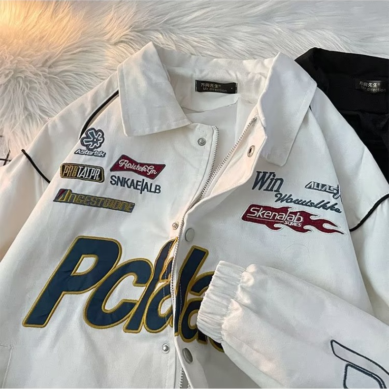 Áo Khoác Tay Dài Dáng Rộng Thêu Chữ Phong Cách Hàn Quốc Thời Trang Cho Nam Và Nữ