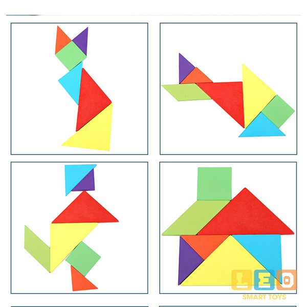 BỘ XẾP HÌNH SÁNG TẠO TANGRAM 7 MẢNH CÓ NAM CHÂM - ĐỒ CHƠI GHÉP GỖ CHO BÉ TĂNG TINH SÁNG TẠO VÀ TƯ DUY