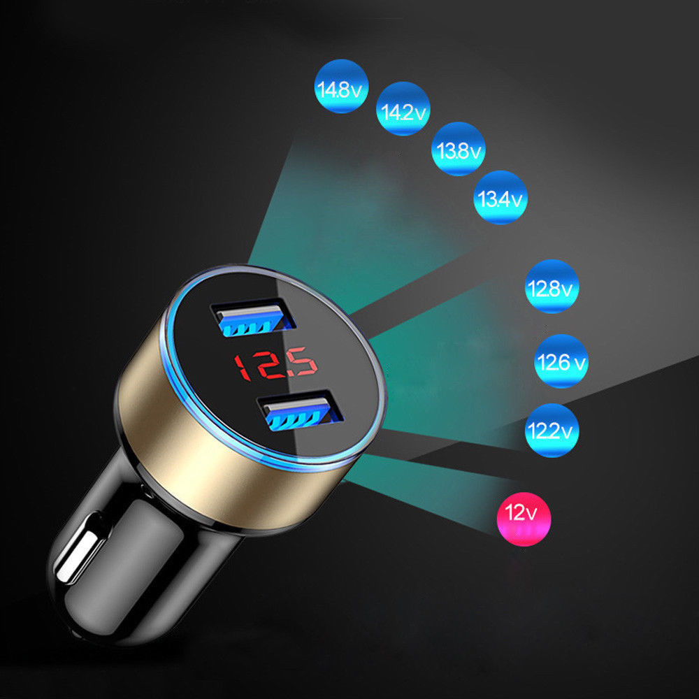 GAQQEE Tẩu Sạc Hai Cổng USB 3.1A 12V-24V Tích Hợp Đèn LED Kỹ Thuật Số Dành Cho Ô Tô