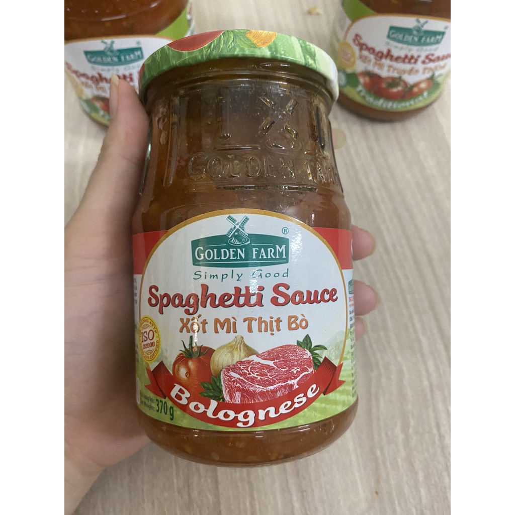 Sốt mì ý – mì spaghetti Golden Farm – xốt mì truyền thống và sốt mì thịt bò – chai 370gram