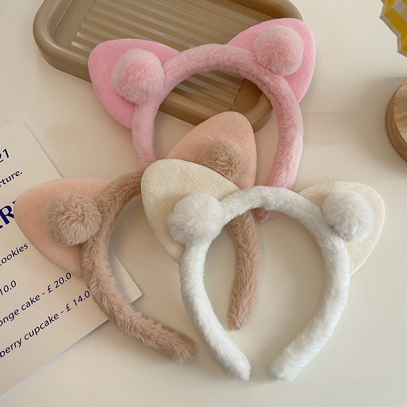 Bờm Cài Tóc Tai Mèo 2 Cục Bông Mềm Mịn Siêu Xinh Xắn Ngộ Nghĩnh Băng Đô Lông Cừu Cute Thỏ Gấu Dành Cho Nữ